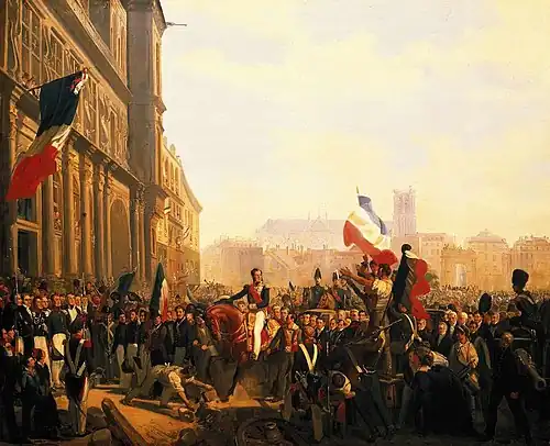 L'avènement de Louis-Philippe Ier, devant l'hôtel de ville de Paris, le 31 juillet 1830.