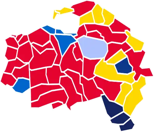 Nuance politique des candidats arrivés en tête dans chaque commune au 1er tour.