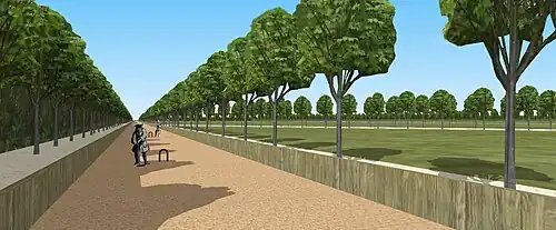 Restitution du jeu de Mail de Meudon, jardins hauts, vers 1700.