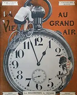 Le 3 novembre 1904 (no&nbsp;321), Eugenio Bruni et Henri Prévot recordmen de l'heure (photomontage).
