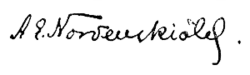 signature d'Adolf Erik Nordenskiöld