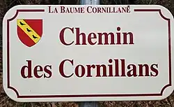 Panneau du chemin des Cornillans, La Baume Cornillane, Drôme