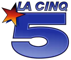 Logo de La Cinq, majoritairement bleu.