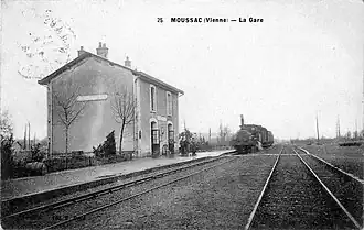 La gare de Moussac (fin XIXe début XXe&nbsp;siècle).