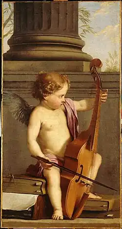 Laurent de La Hyre, Putto jouant de la basse de viole (milieu XVIIe&nbsp;siècle).