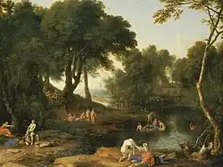 Paysage aux baigneuses, toile de La Hyre