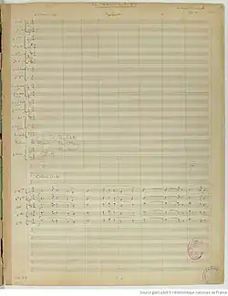 page du manuscrit de la partition