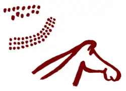 Tête de cheval associé à deux grandes séries de points