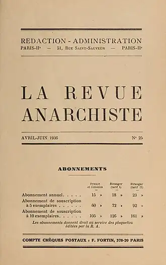 Image illustrative de l’article La Revue anarchiste (1929-1936)
