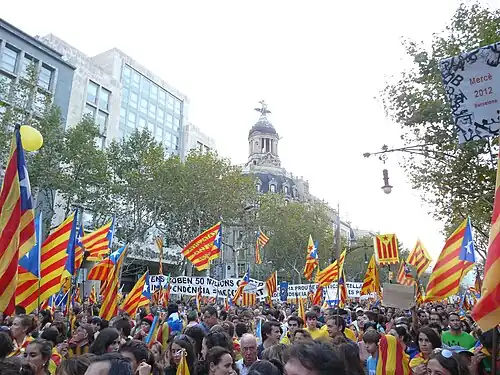 Manifestation populaire pour l'indépendance de la Catalogne à la fête nationale de 2012