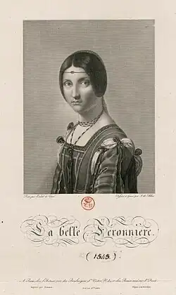La belle ferronnière, burin de Jean-Alexandre Allais d'après Léonard de Vinci.