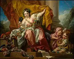 La Comédie, par Carle Van Loo, peint pour le cabinet de Compagnie de Mme de Pompadour à Bellevue, 1750-52. (Musée Pouchkine, Moscou, Russie)
