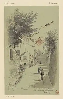 La rue en 1889 (dessin de Jules-Adolphe Chauvet).
