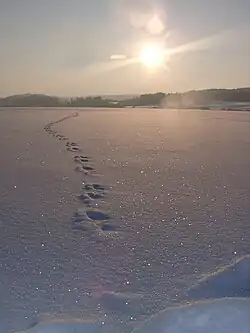 Le lac peut être traversé à pied lorsqu'il gèle.