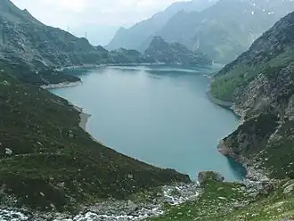 Le lac de Barbellino vu de l'est.