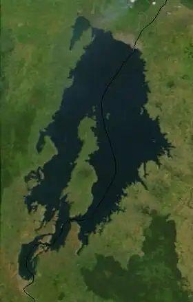 L'île Idjwi dans le lac Kivu vue de l'espace