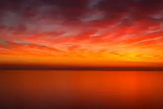 Coucher de soleil sur le lac Michigan, depuis le secteur de Hyde Park (automne 2016).