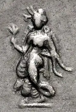 Femme dansante, peut-être Lakshm sur une monnaie de Pantaléon.