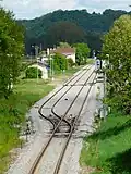 Les voies en gare de Lalinde, direction Le Buisson.