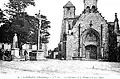 Landaul : l'église paroissiale, le calvaire et le monument aux morts vers 1925 (carte postale).