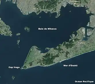 Vue satellitaire de la péninsule d'Atsumi (Landsat).