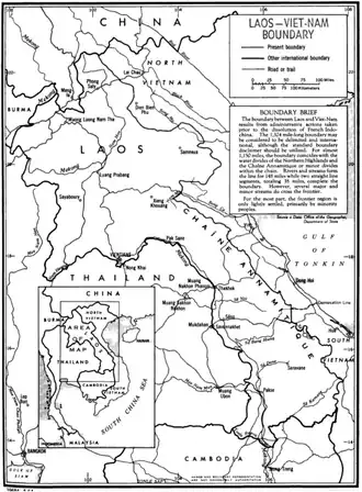 Carte de la frontière entre le Laos et le Viêt Nam