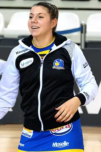 Laura Flippes le 31 janvier 2016sous le maillot de Metz Handball.