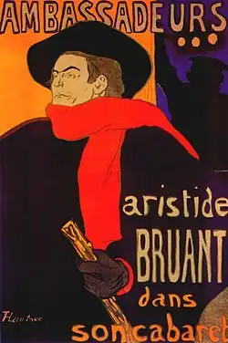 Ambassadeurs : Aristide Bruant dans son cabaret (1892) par Lautrec