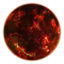 Vue d'artiste d'une planète de lave.