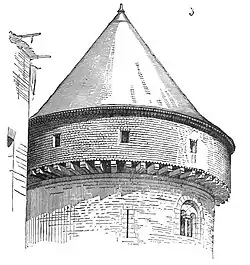Dessin illustrant le hourd du château.