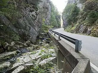 Les gorges et la route les longeant.