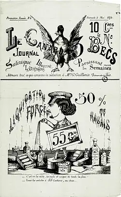 Première page de revue satirique.