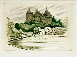 Château de Combourg, pointe-sèche, 14x20cm, Émile Malo-Renault (1870-1938)