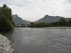 Le Drac : vue d'une berge de Fontaine (amont du Pont du Vercors).