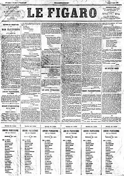 Bulletins de l'Union parisienne de la presse à découper en une du Figaro pour les élections législatives complémentaires du 2 juillet 1871.