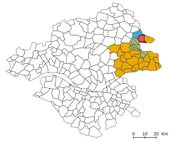 Carte des communes de la Loire-Atlantique avec Le Pin, son bassin de vie et son intercommunalité mis en valeur.
