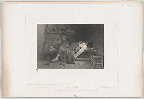 Le Suicide, lithographie d’après Decamps, imprimée par Bertauts.