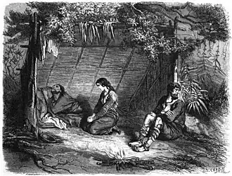 José María Libarona et Agustina Palacio relégués dans la jungle du Chaco. Gravure d'Horace Castelli, Le Tour du monde, 1er janvier 1861.