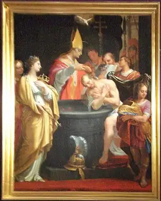 Le baptême de Clovis, par Jean Hélart, école de Reims, XVIIe&nbsp;siècle.