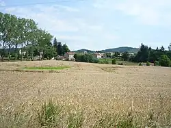 Vue du bourg depuis la Croix de Charbonnières