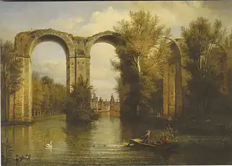 Le château de Maintenon vu à travers l'aqueduc de François-Edme Ricois (1795-1881).