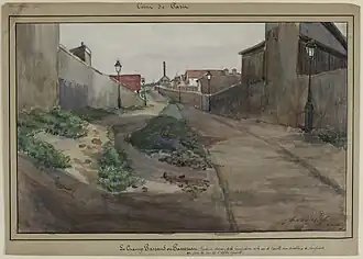 Le champ Pascaud ou Passereau, future avenue de la Convention (dessin de F. Séguin de 1896).