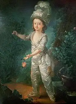 Le dauphin Louis-Joseph-Xavier, mort à l'aube de la révolution, en 1789 (le 4 juin), à 7 ans et demi, par Gautier-Dagoty (avant 1787).