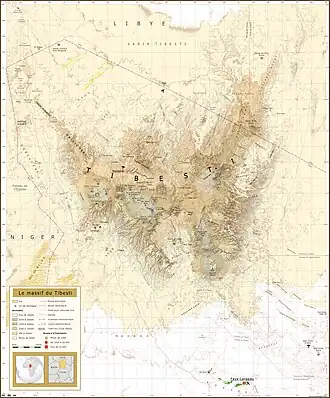Carte topographique du massif du Tibesti.
