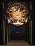 Le triomphe de l'Eucharistie au-dessus d'un port au soleil levant. Anonyme italien, XVIIe&nbsp;siècle.