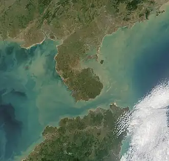 Vue satellite de la péninsule de Leizhou.