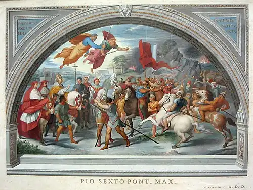 Leone e Atilla, gravure d'après Raphaël (vers 1800).
