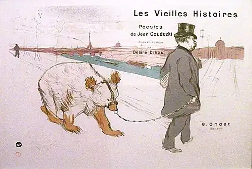 Henri de Toulouse-Lautrec, Les Vieilles Histoires. Le compositeur et bassoniste Désiré Dihau conduisant l'ours Goudezki à l'Institut par le pont des Arts
