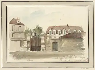 No&nbsp;42 : le couvent des Dames de Sainte-Clotilde en 1886 (dessin de Jules-Adolphe Chauvet).