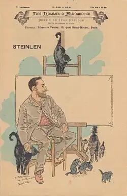 Les Hommes d'aujourd'hui, no&nbsp;349, 1889. Steinlen se représente sous le pseudonyme de Jean Caillou.
